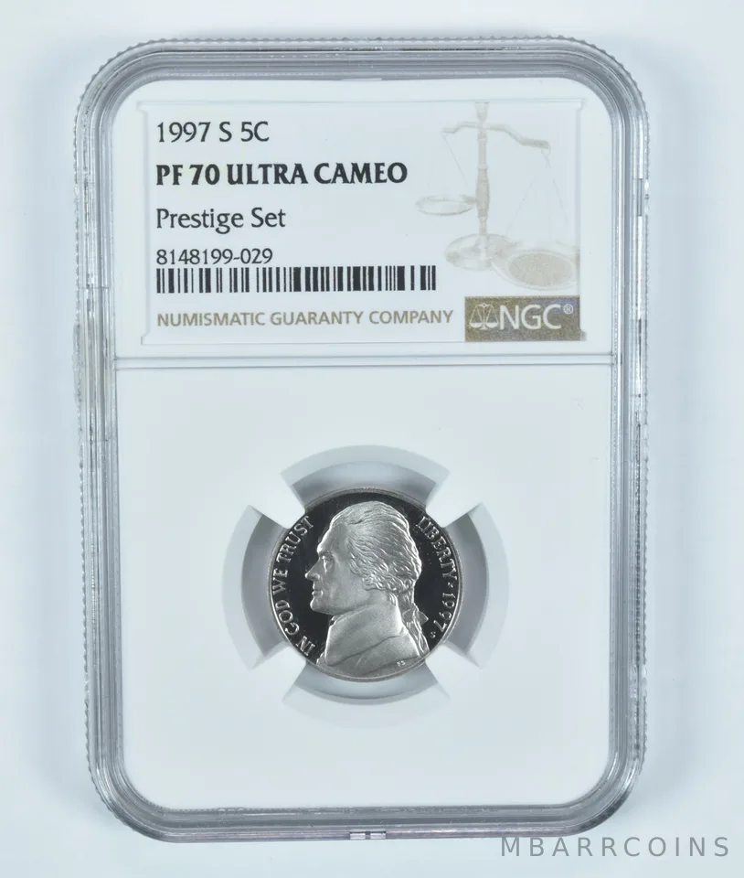 1997-S Jefferson Nickel Prestige Set PF70 UCAM NGC Brown Label