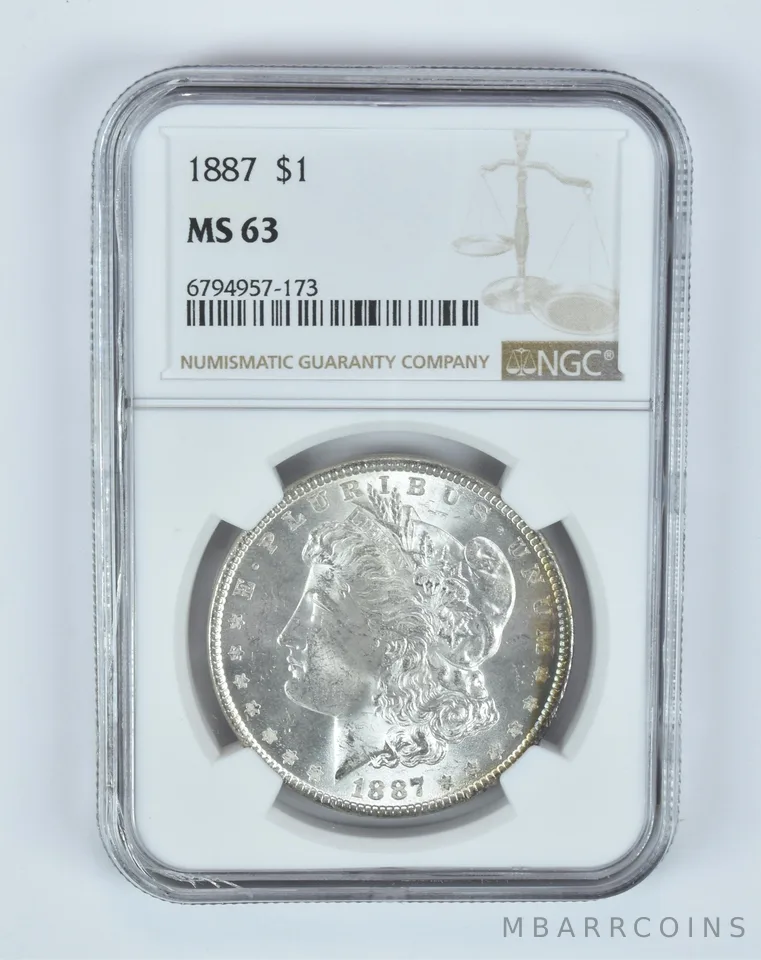 MS63 1887 Morgan Silver Dollar NGC Beautifully Toned a7457