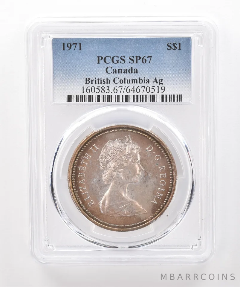 1971 Canada 1 Dollar Silver British Columbia SP67 PCGS Beautiful Tone *1936