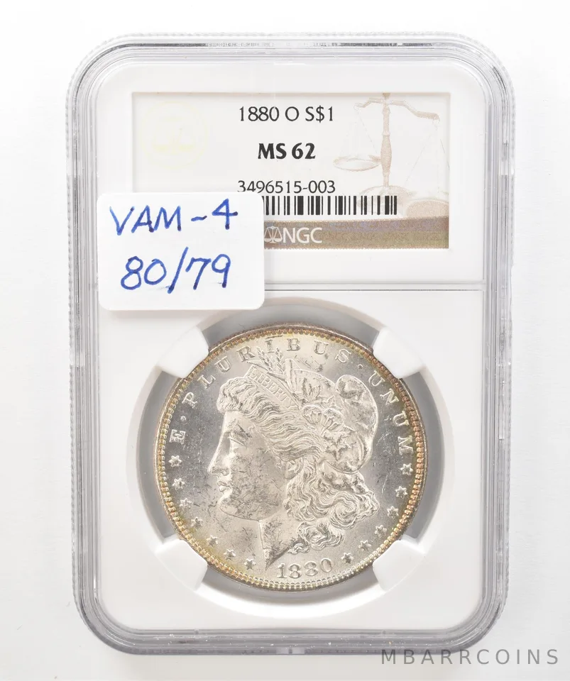 1880-O Morgan Silver Dollar MS62 NGC Peripheral Tone *5201