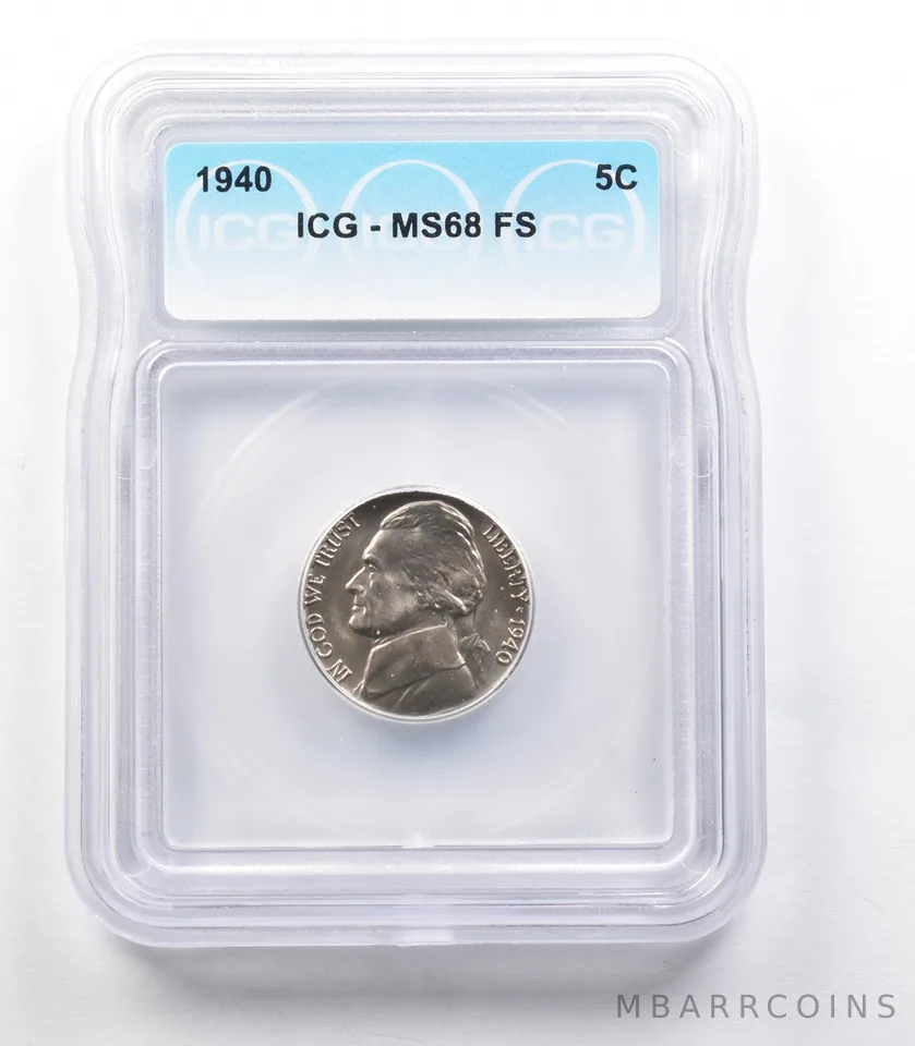 1940 Jefferson Nickel MS68 FS ICG *3445