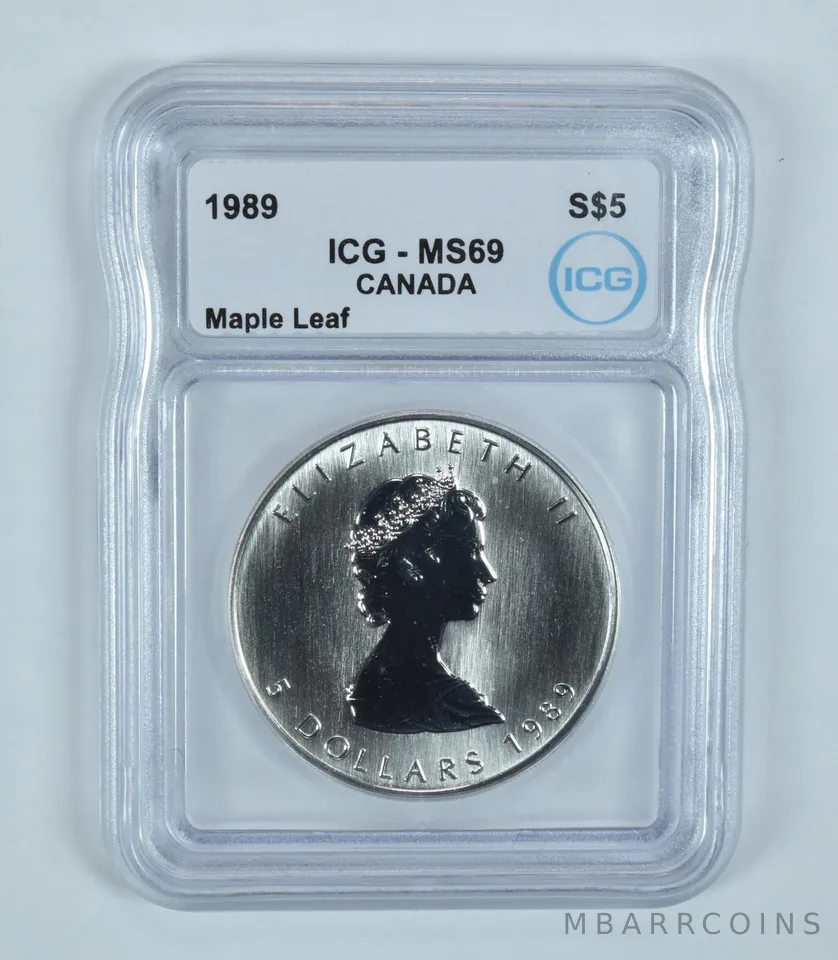 1989 Canada 5 Dollars Silver Maple Leaf MS69 ICG