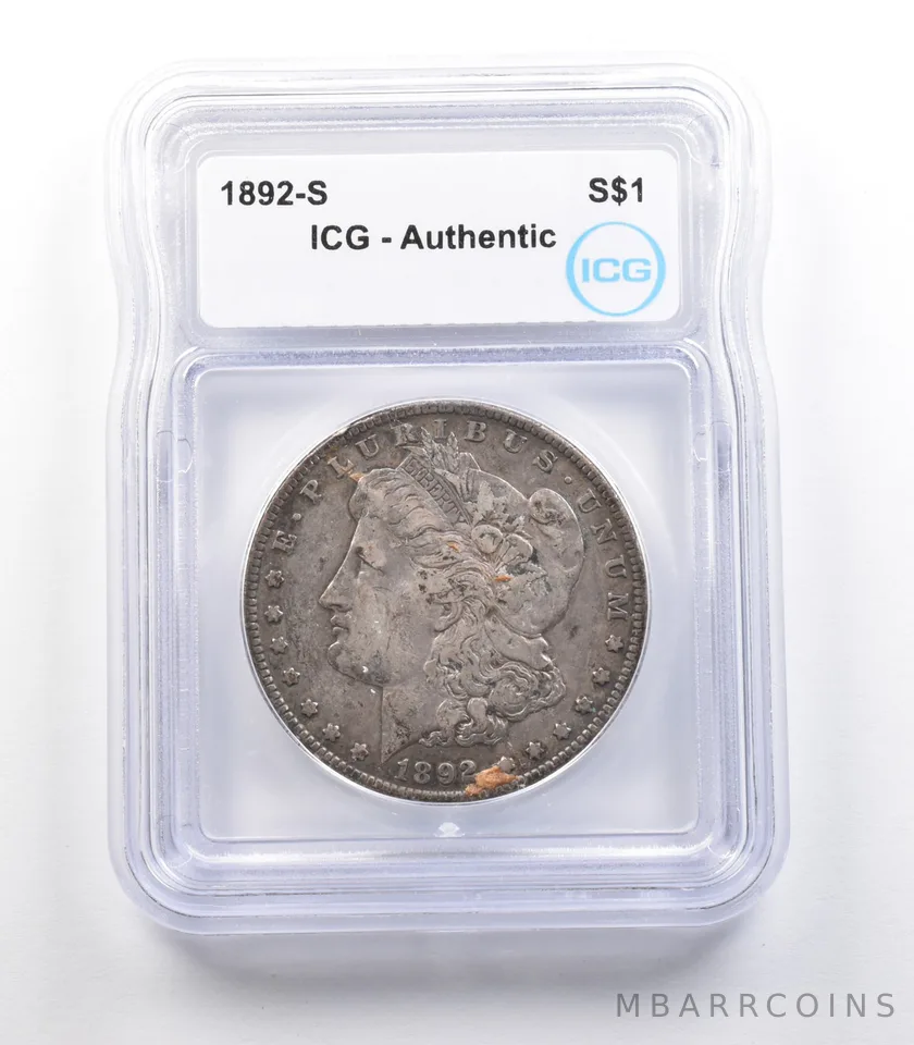 1892-S Morgan Silver Dollar Authentic ICG *2395
