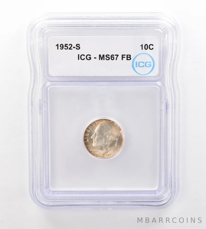1952-S Roosevelt Dime MS67 FB ICG Beautiful Tone *7528