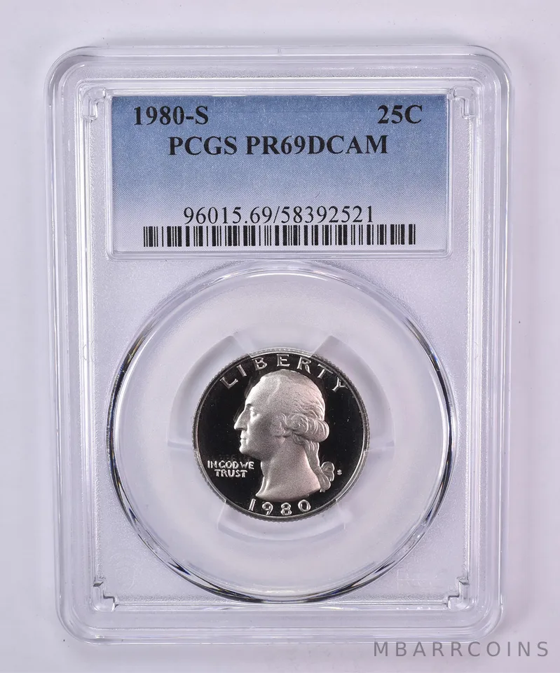 1980-S Washington Quarter PR69 DCAM PCGS Blue Label