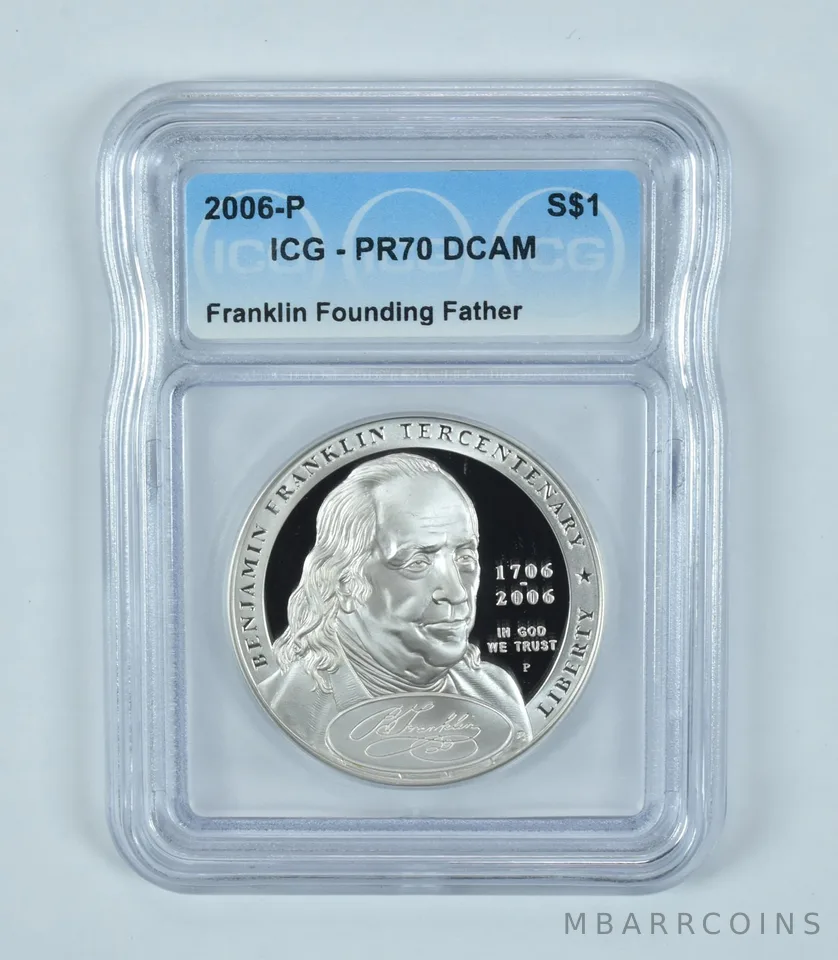 2006-P Ben Franklin Founding Father Commemorative Silver $1 PR70 DCAM ICG