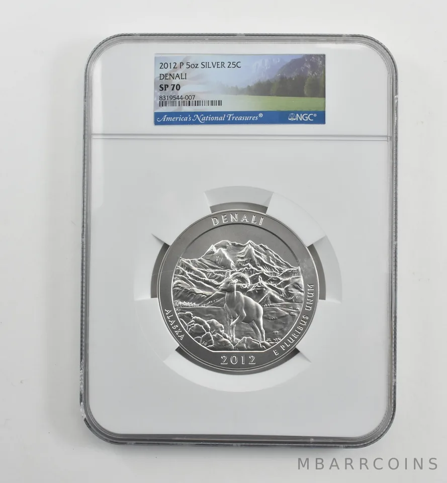 2012-P 5 Oz Silver Quarter America The Beautiful Denali SP70 NGC *1555
