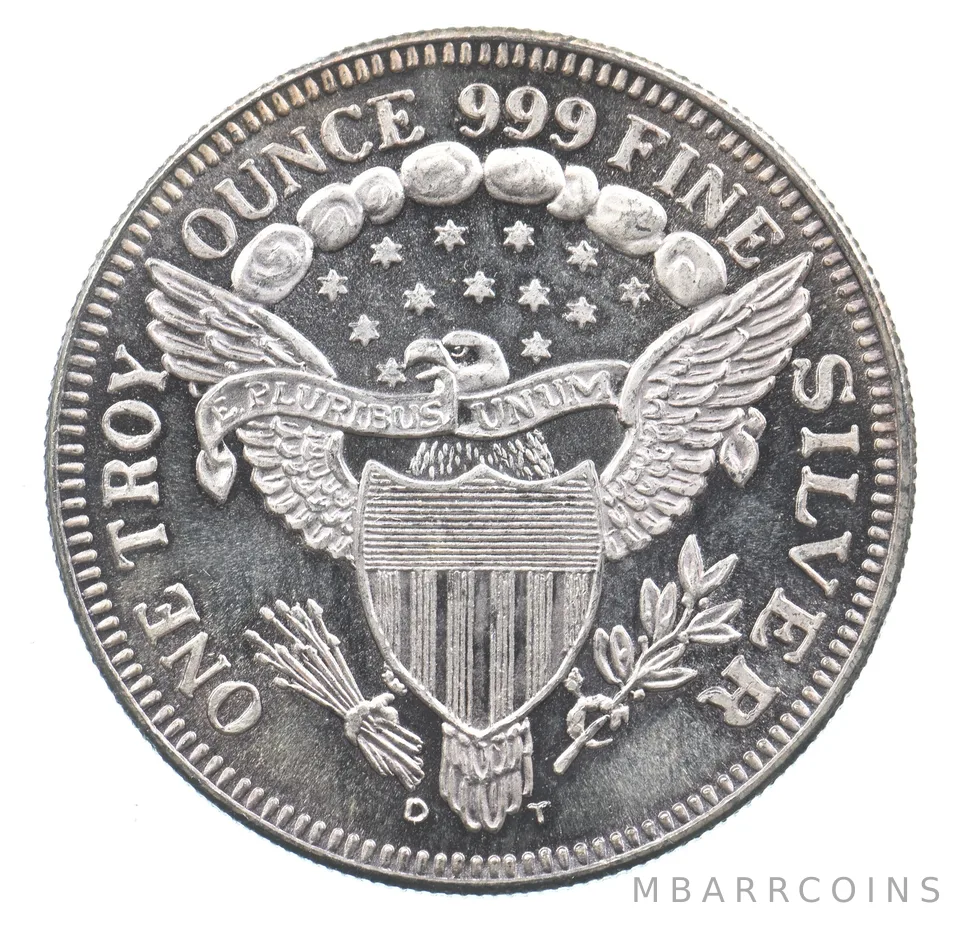 VINTAGE Art Bar/Round Draped Bust Lady Liberty 1 Oz. .999 Silver 1 T Oz *189