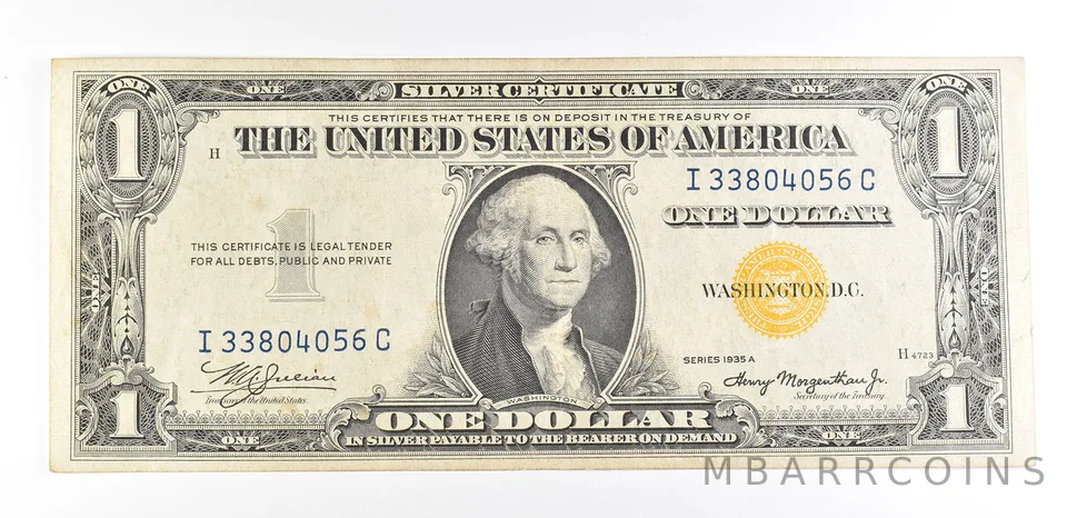 1935 A $1 Silver Certificate North Africa Yellow Seal Fr#2309 WWII *9375