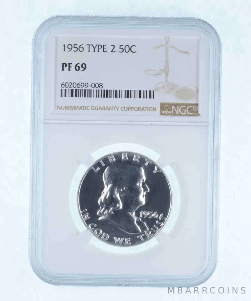 PF69 1956 Franklin Half Dollar - Type 2 - Graded NGC *1289