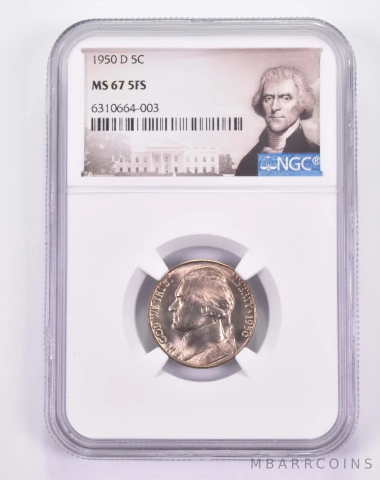 MS67 5FS 1950-D Jefferson Nickel - Graded NGC *8606