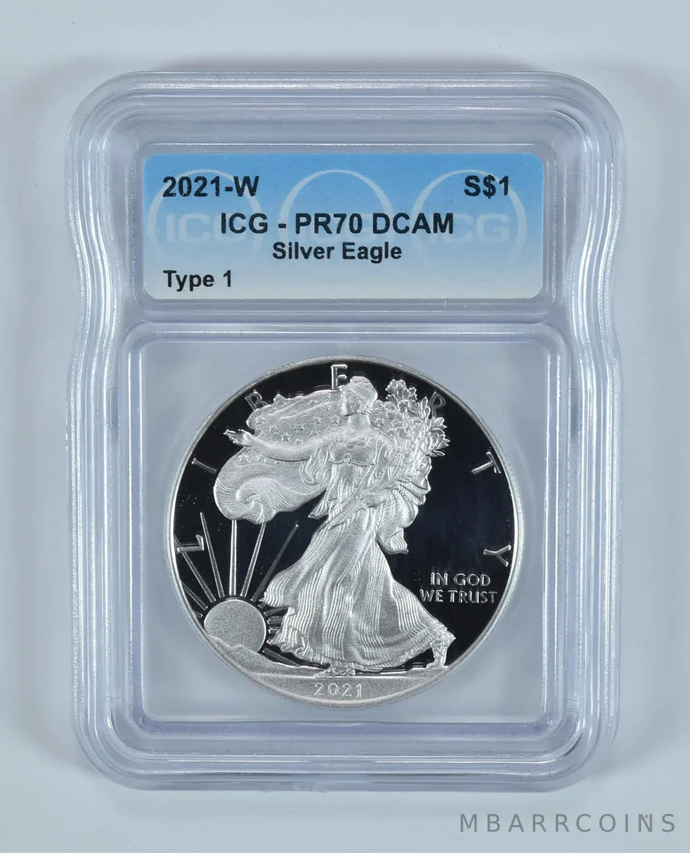 2021-W American Silver Eagle Type 1 PR70 DCAM ICG