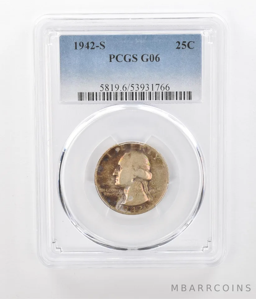 1942-S Washington Quarter G06 PCGS Beautiful Tone *1089