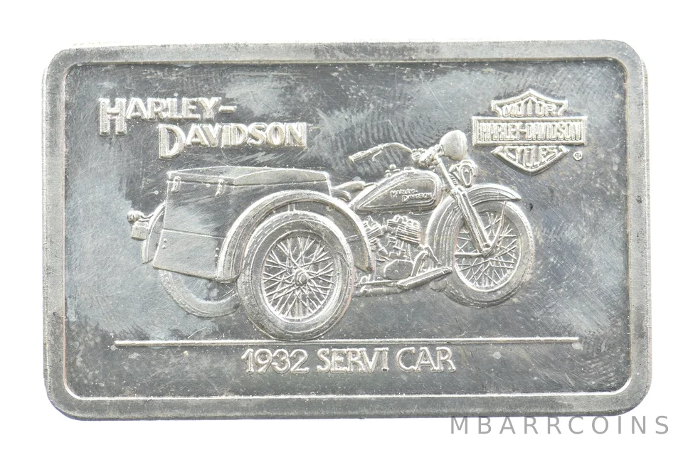 1.5 Oz Silver Bar Harley Davidson 1932 Servi Car *5349