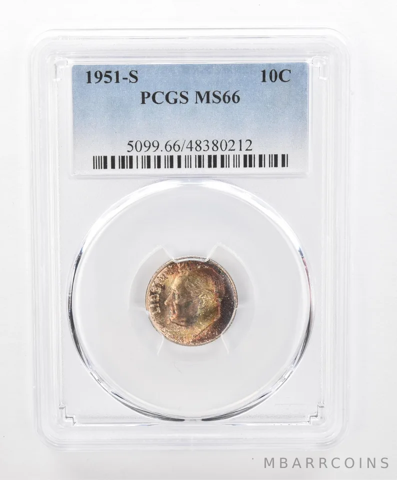 1951-S Roosevelt Dime MS66 PCGS Beautiful Tone *2763