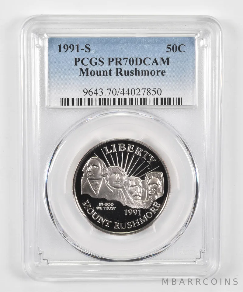 1991-S Mount Rushmore Commemorative Half Dollar PR70 DCAM PCGS Blue Label
