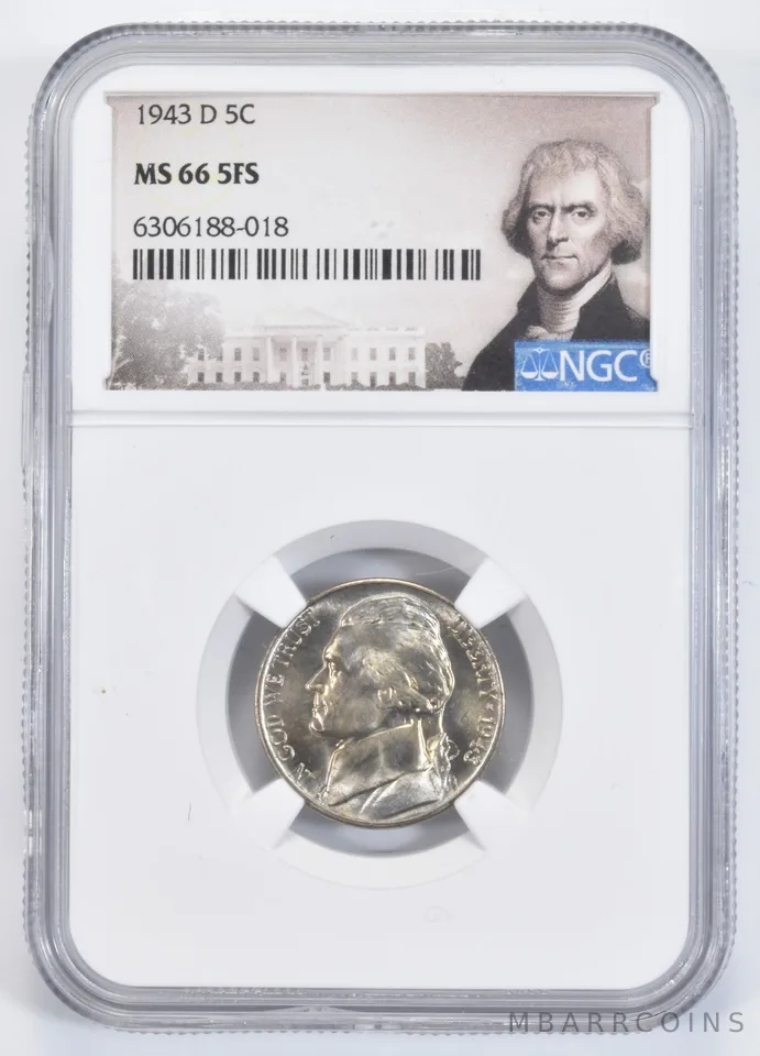 1943-D Jefferson Nickel MS66 5FS NGC Special Label WTN War Silver