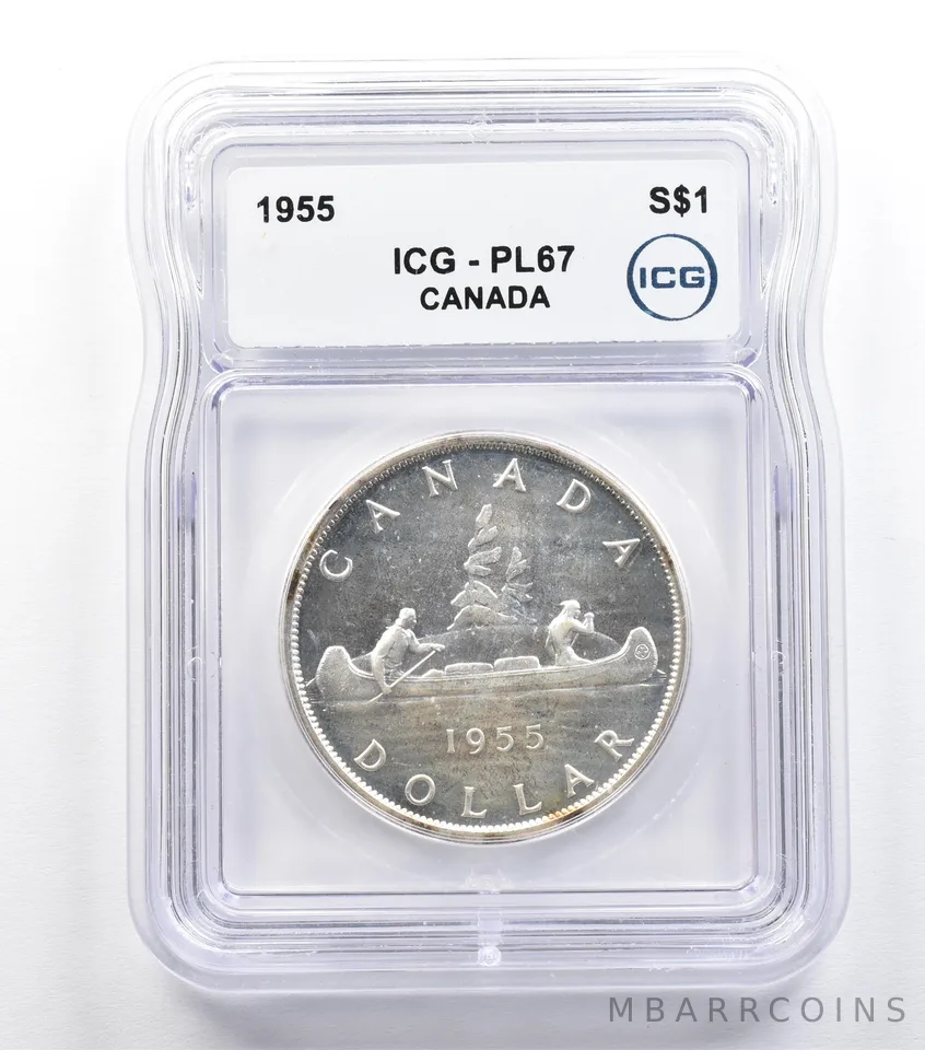 1955 Canada 1 Dollar Silver PL67 ICG *9335