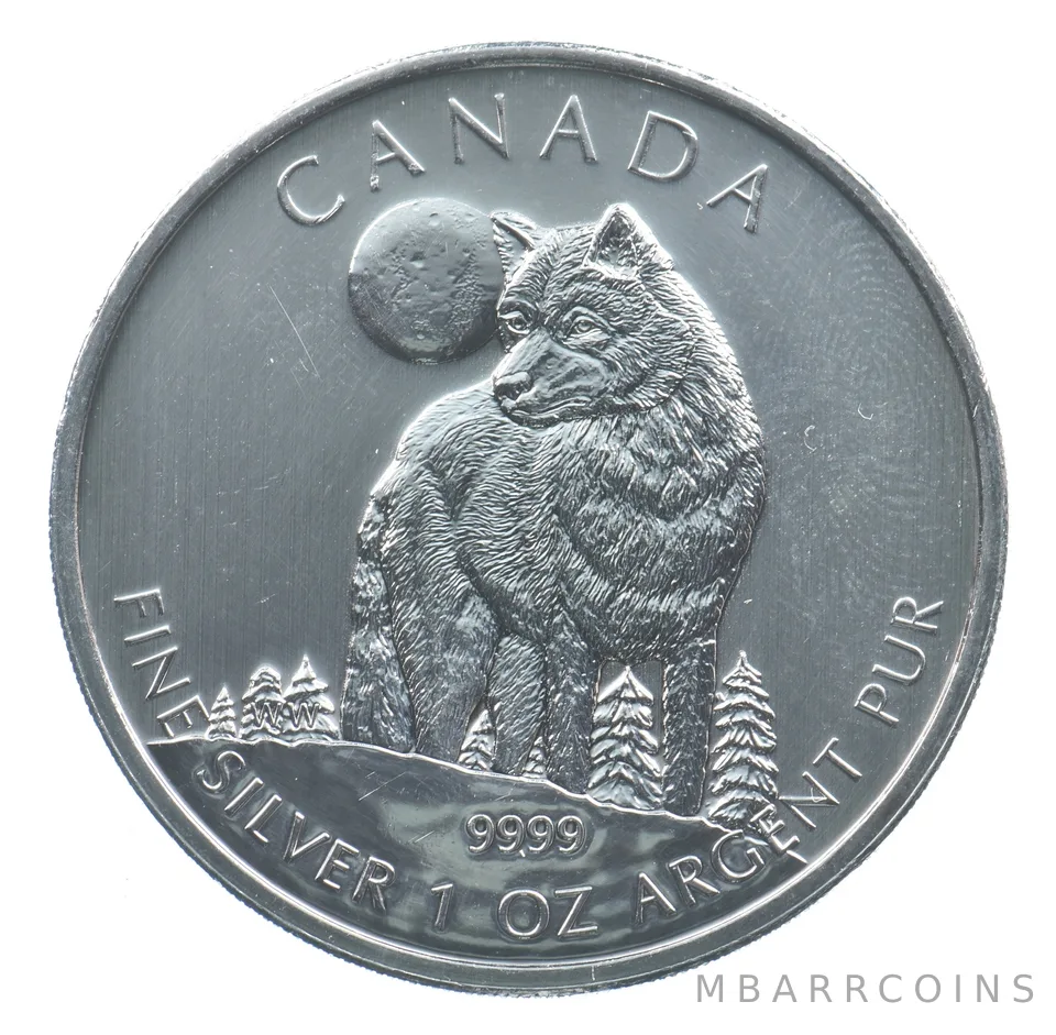 Better Date 2011 Canada $5 1 Oz. Silver Timber Wolf World Coin- Silver *790