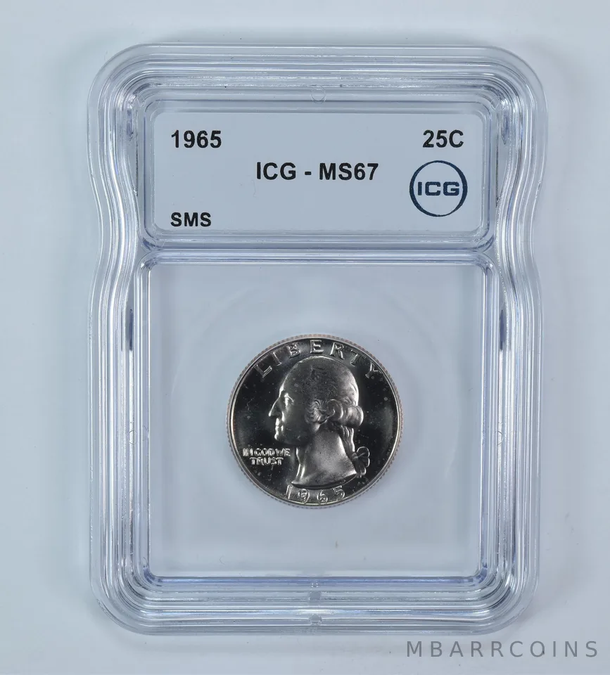 1965 Washington Quarter SMS MS67 ICG