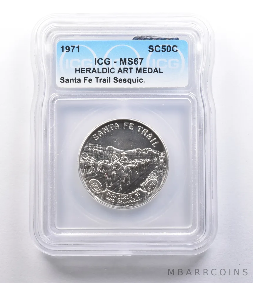 1971 So Called Half Dollar Santa Fe Trail Sesquicentennial MS67 ICG