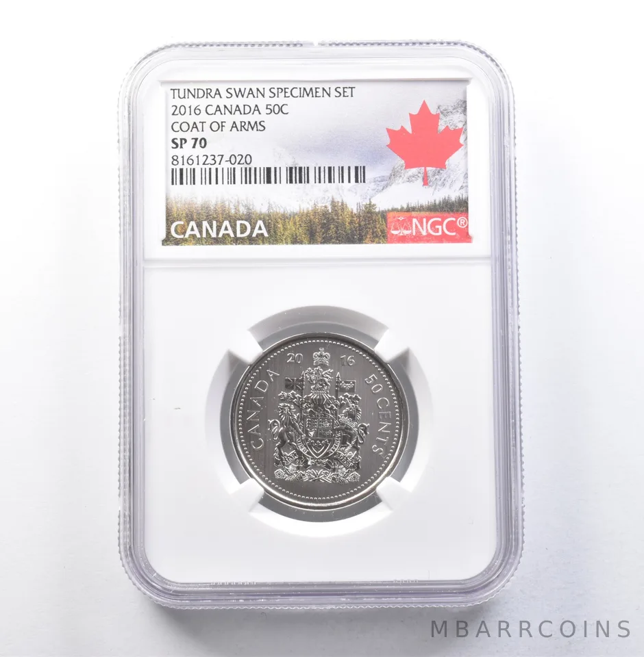 2016 Canada 50 Cents Tundra Swan Specimen Set Coat Of Arms SP70 NGC *5929