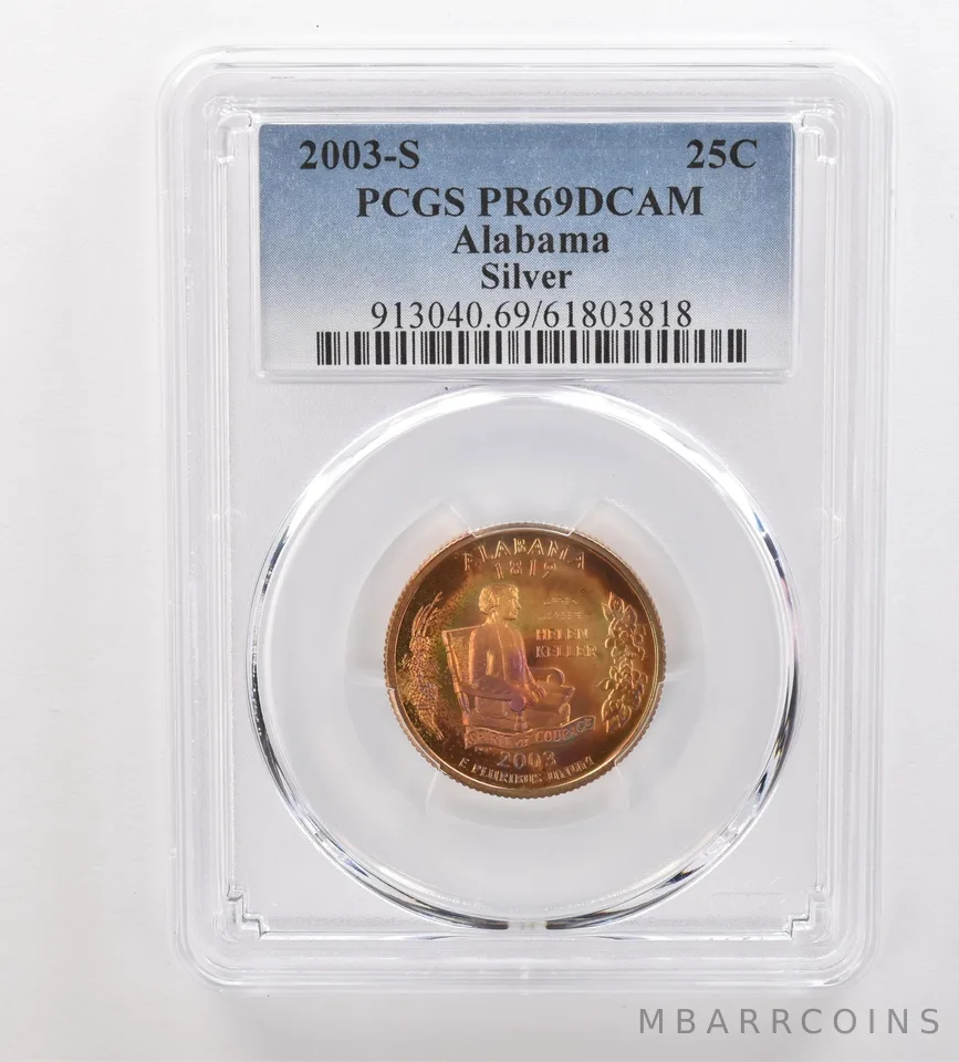 2003-S Washington State Quarter Alabama Silver PR69 DCAM PCGS NiceTone *3267