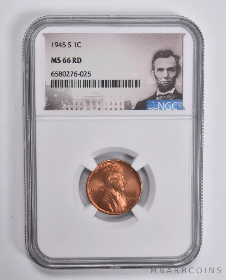 1945-S Lincoln Wheat Cent MS66 RD NGC Special Lbl