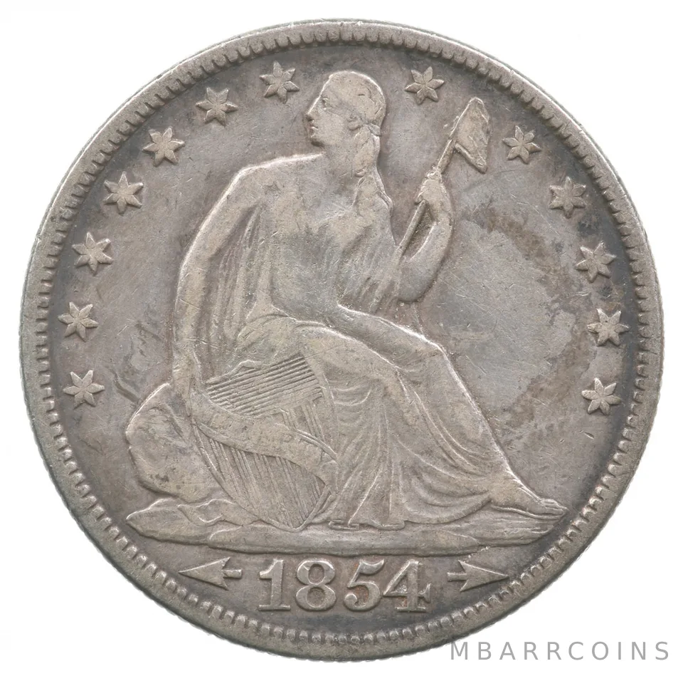1854 Seated Liberty Half Dollar Arrows *8908