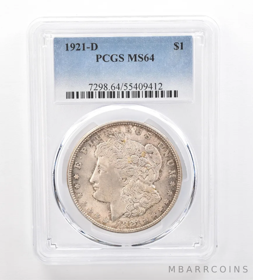 1921-D Morgan Silver Dollar MS64 PCGS Beautiful Tone *7493