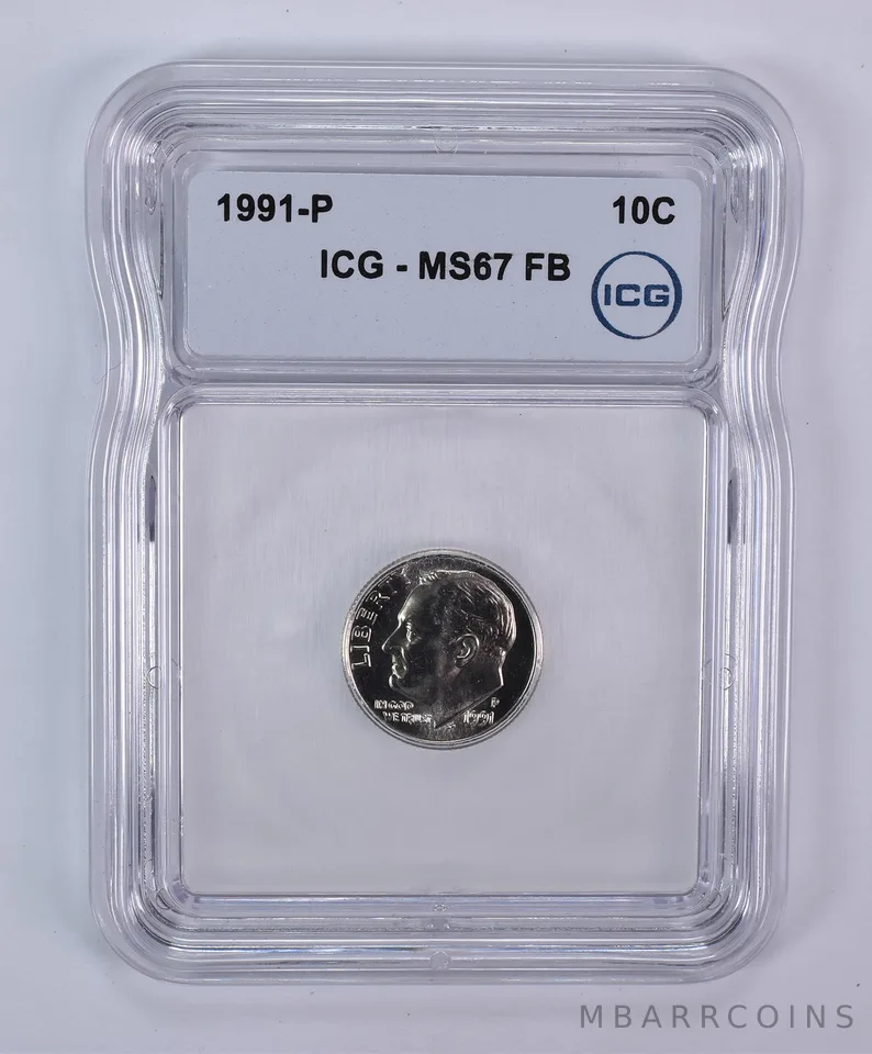 1991-P Roosevelt Dime MS67 FB ICG
