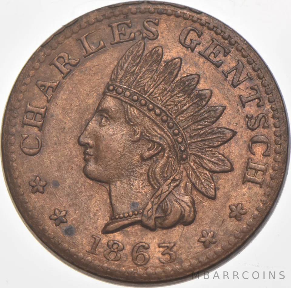 1863 Charles Gentsch Civil War Token NY 630AC a7475