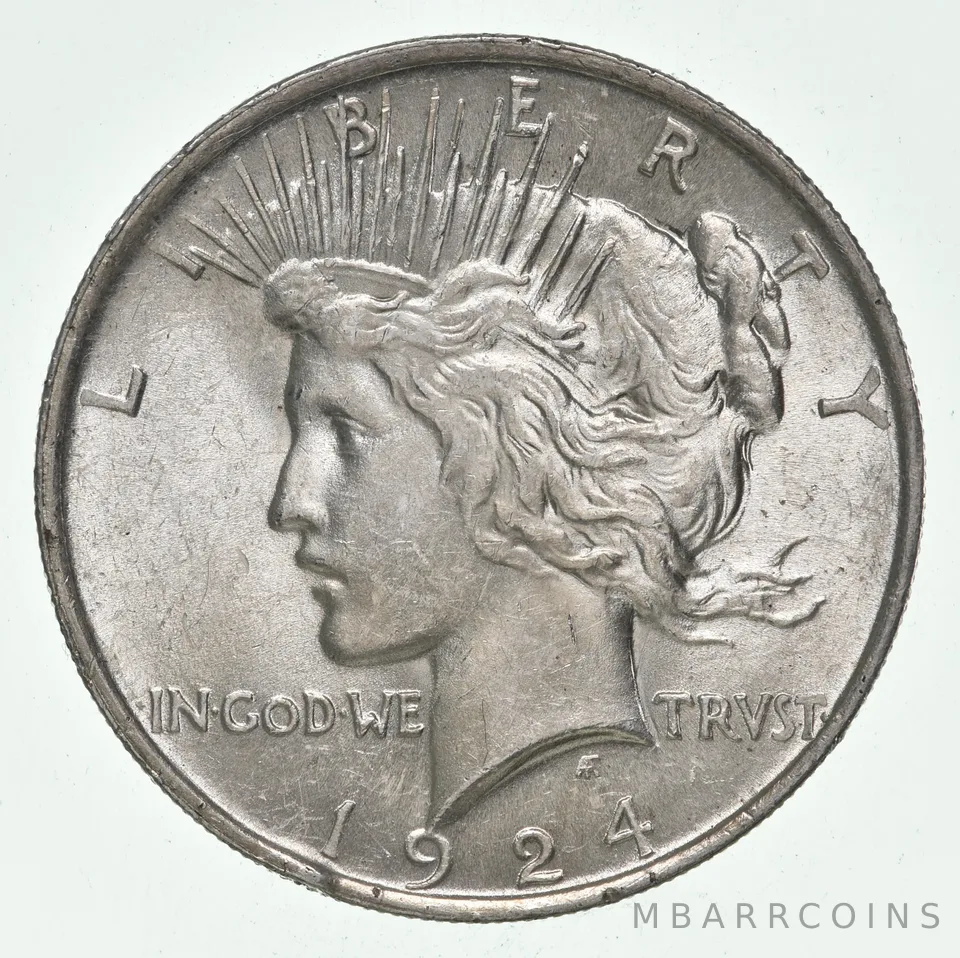 (1) AU 1924 (P) Peace Silver Dollar 90% - Almost Unc -Dripping with Luster