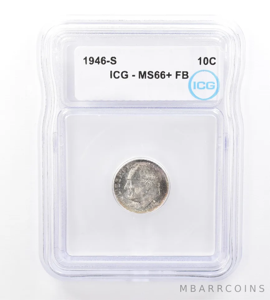 1946-S Roosevelt DIme MS66+ FB ICG Beautiful Tone *1691