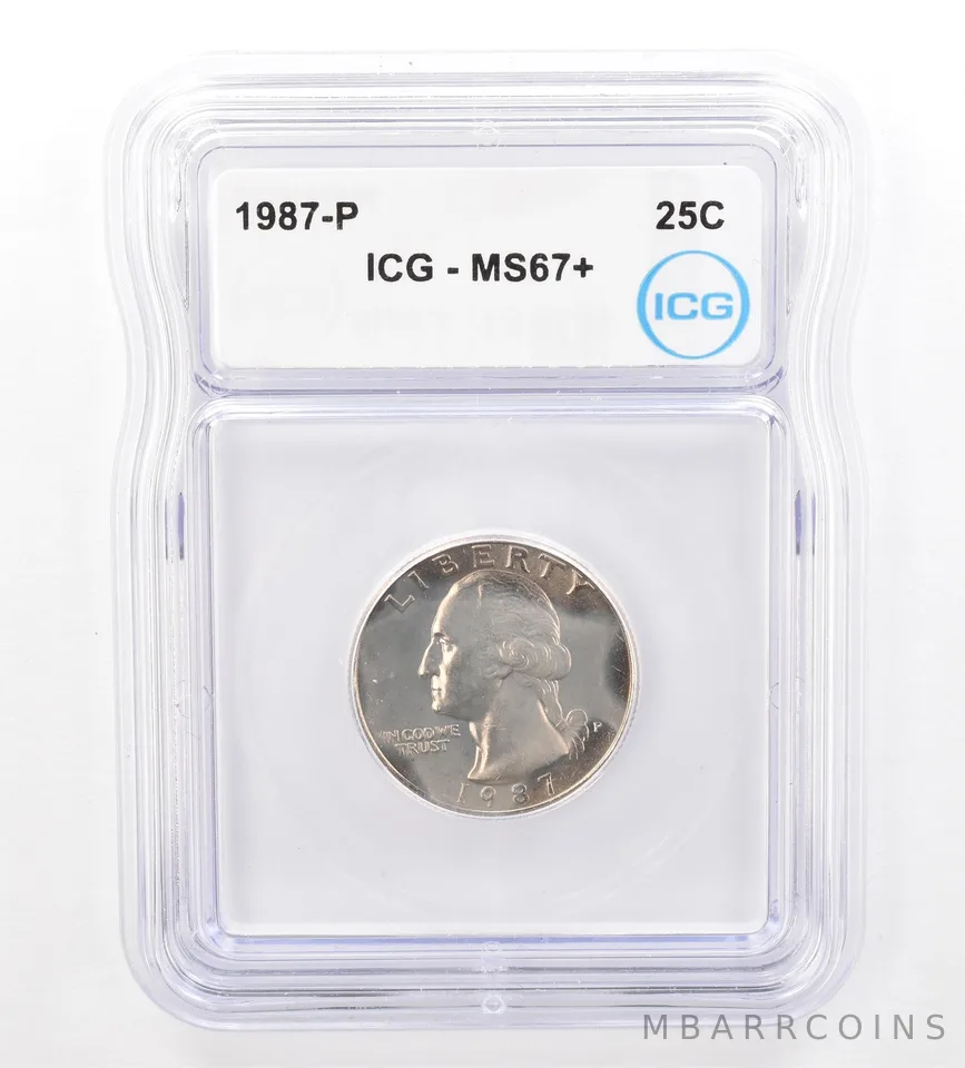 1987-P Washington Quarter MS67+ ICG Beautiful Tone a7400