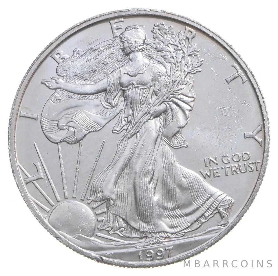 1997 Unc American Silver Eagle 1 Troy Oz .999 Fine Silver