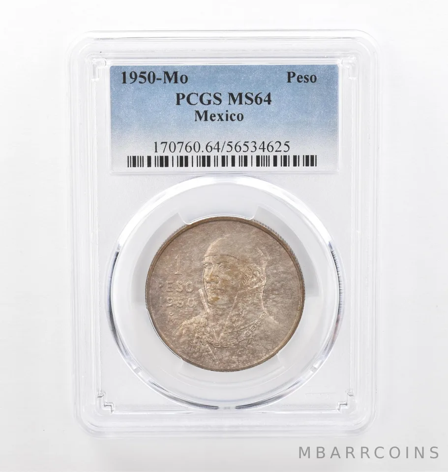 1950 Mo Mexico Peso MS64 PCGS Beautiful Tone *2123