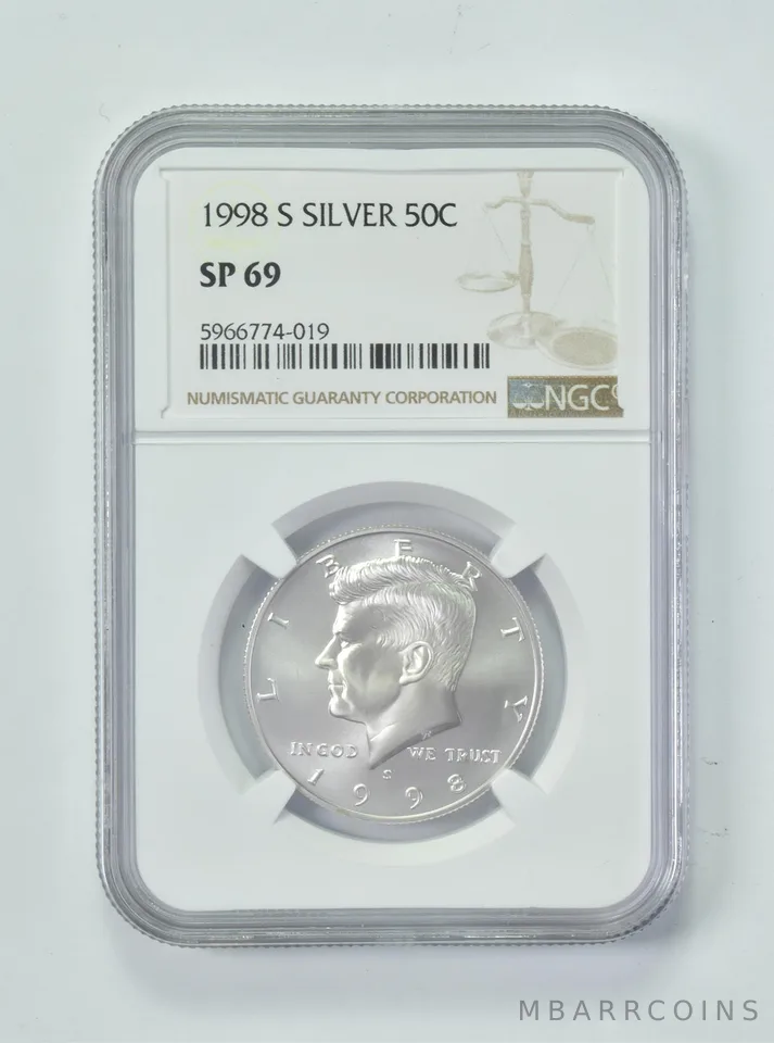 1998-S Kennedy Half Dollar Silver SP69 NGC Brown Lbl