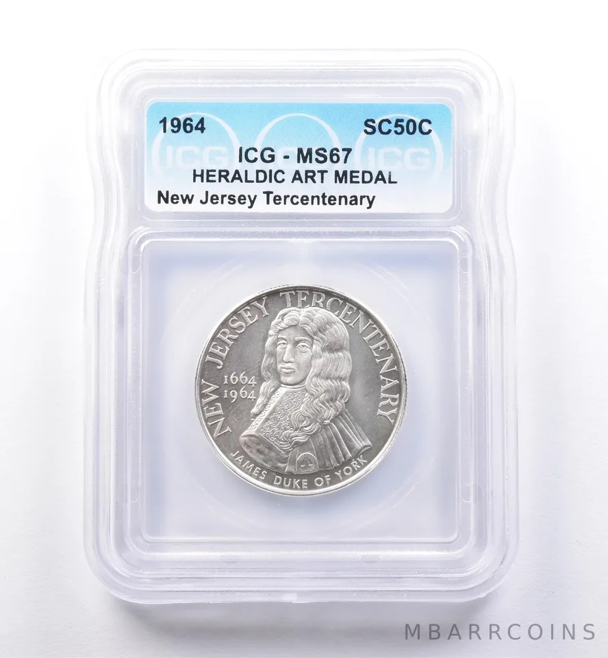 1964 So Called Half Dollar New Jersey Tercentenary MS67 ICG *8428