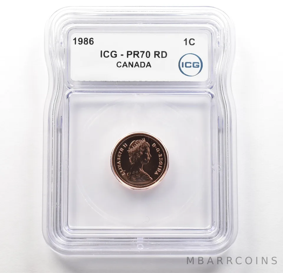 1986 Canada 1 Cent PR70 RD ICG a6209