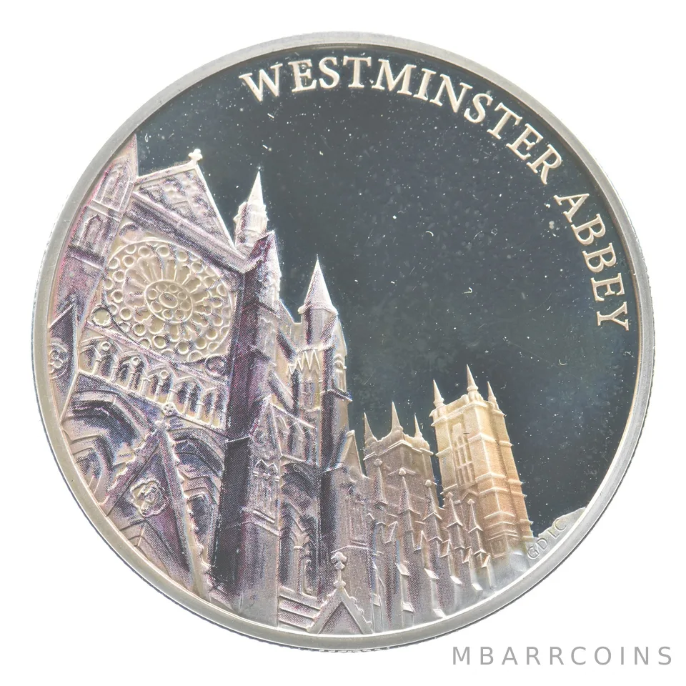2017 Great Britain 5 Pounds Silver Westminster Abbey Colorized *4228