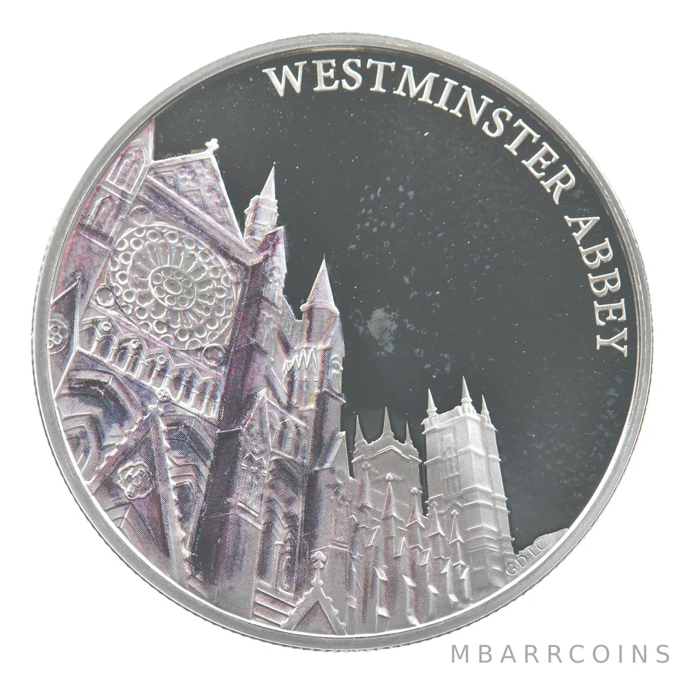 2017 Great Britain 5 Pounds Silver Westminster Abbey Colorized *4229