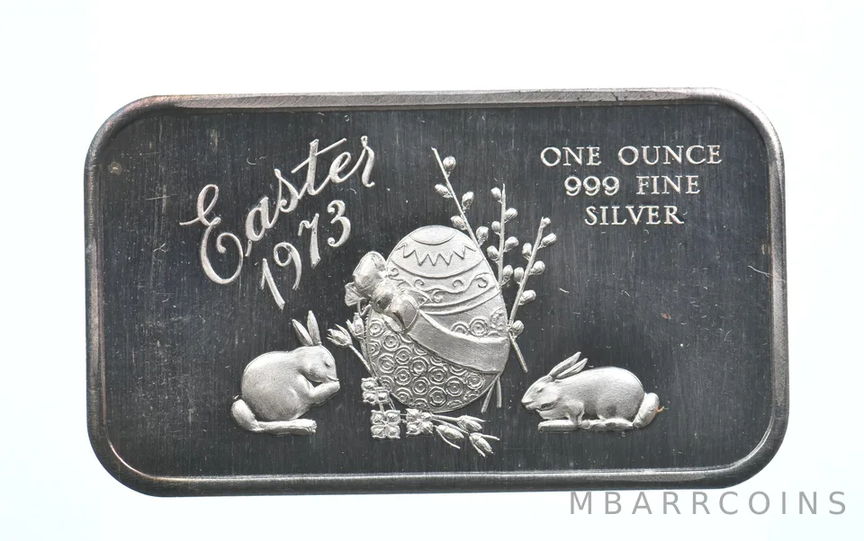 1973 1 Troy Oz Silver Art Bar Easter *9728