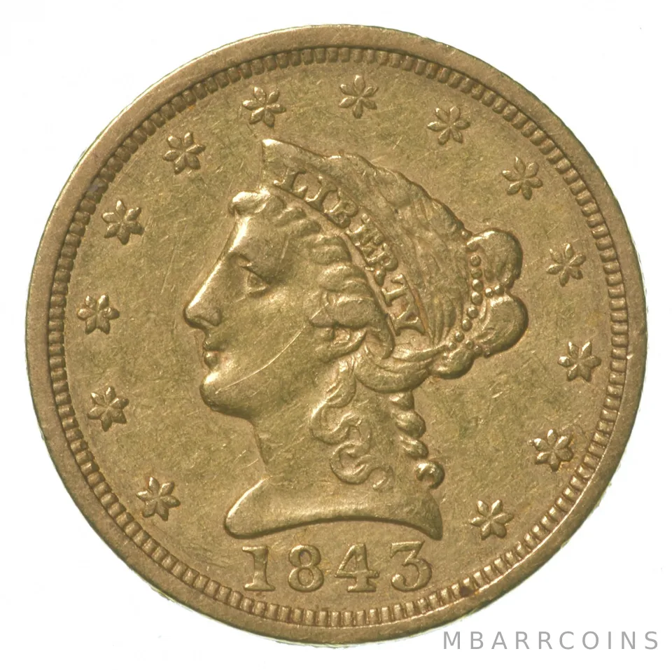 1843 $2.50 Liberty Head Gold Quarter Eagle Better *6335