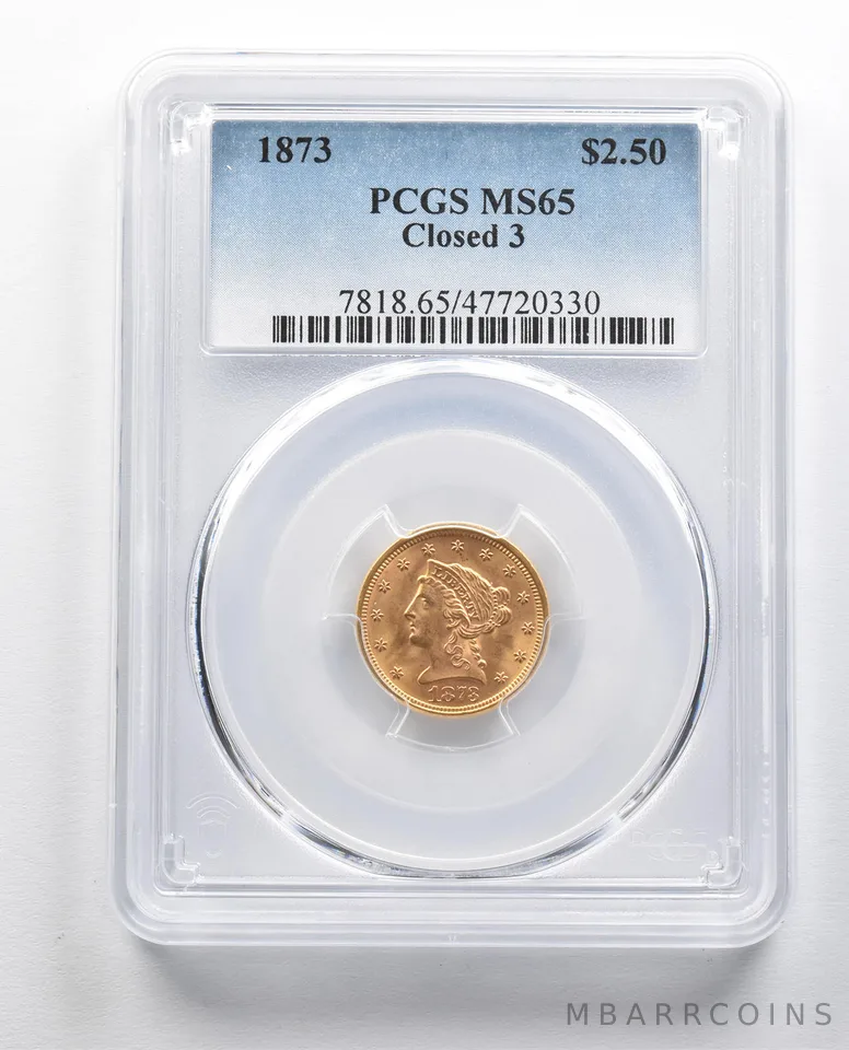 MS65 1873 $2.50 Liberty Head Gold Quarter Eagle Closed 3 PCGS *9826