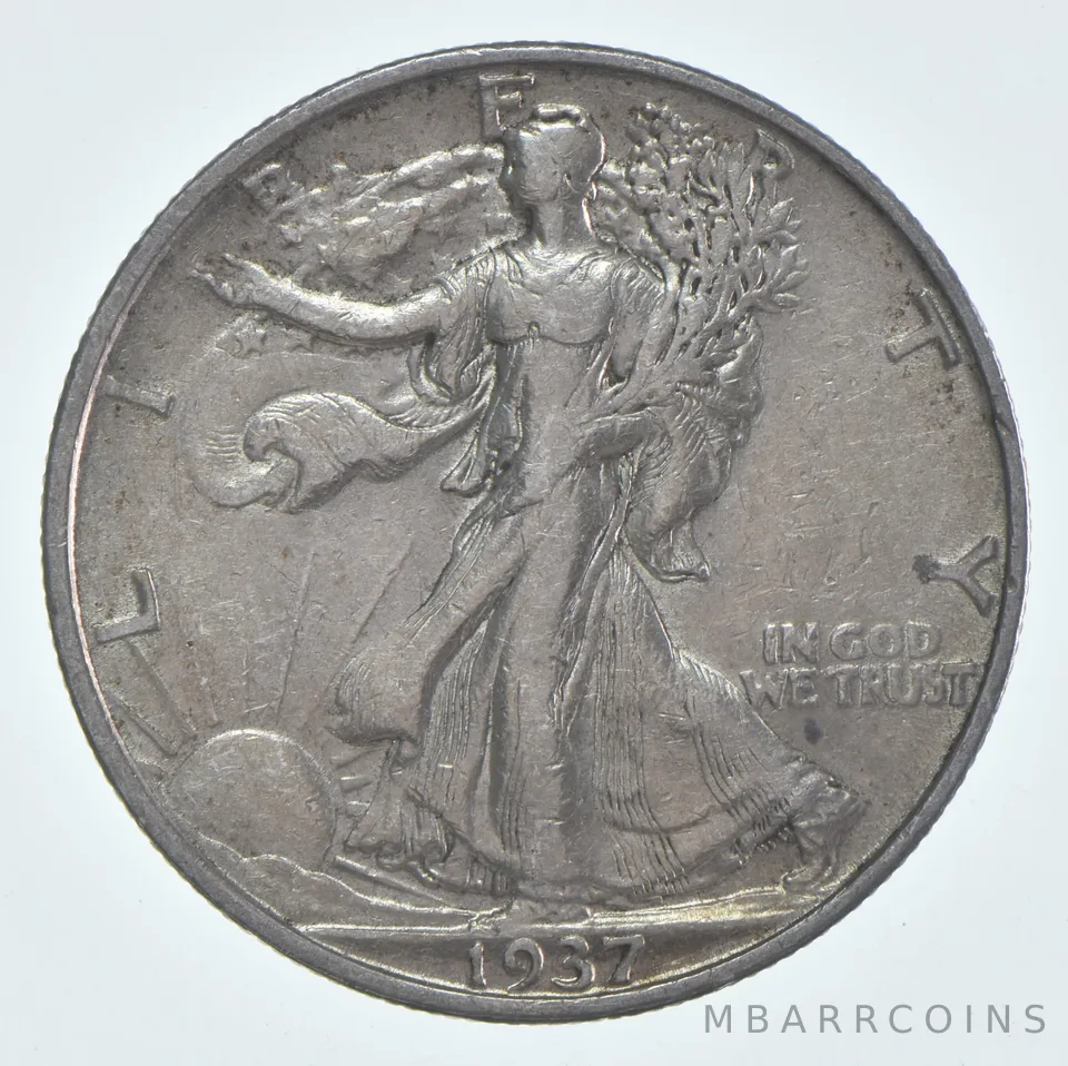 AU 1937-S Walking Liberty Half Dollar Almost Unc 90% Silver (1pc)