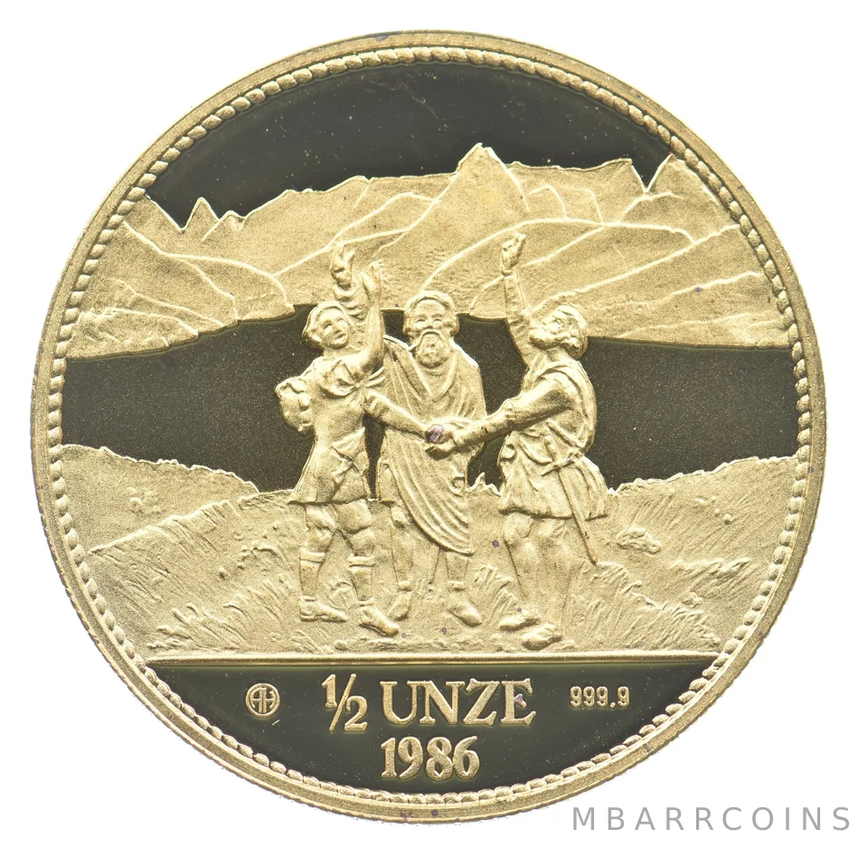 1986 Switzerland 1/2 Oz Gold Round *1971