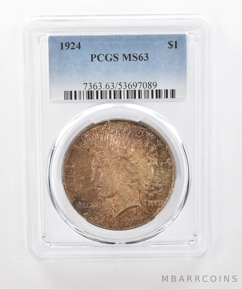 1924 Peace Silver Dollar MS63 PCGS Beautiful Tone *1460