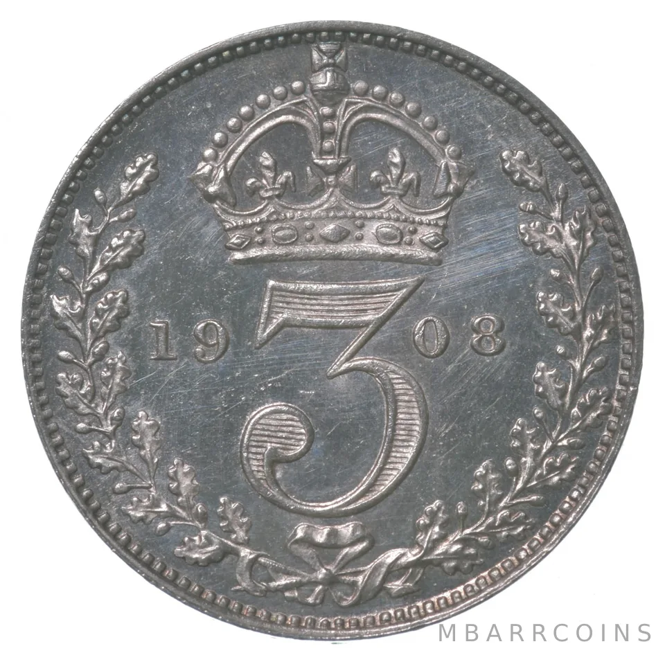 1908 Great Britain 3 Pence Maundy *8413