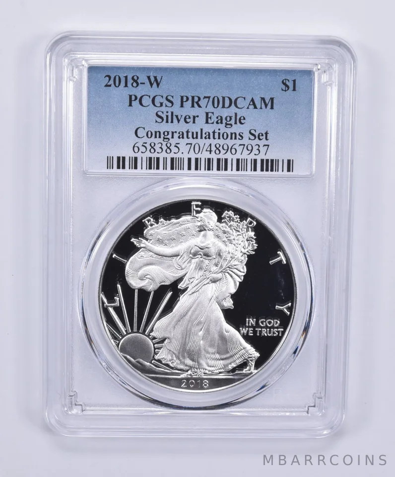 2018-W American Silver Eagle Congratulations Set PR70 DCAM PCGS Blue Label